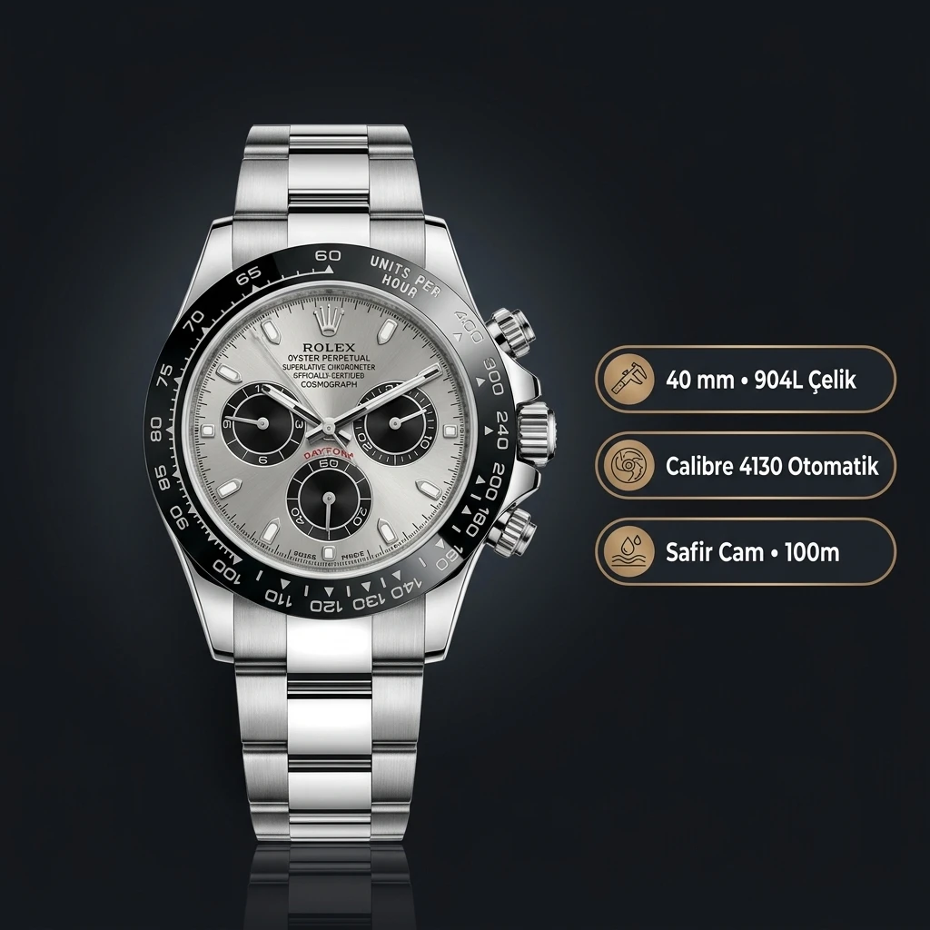 Rolex Daytona 116500LN Beyaz 4130 Oyster Super Clone ETA Saat