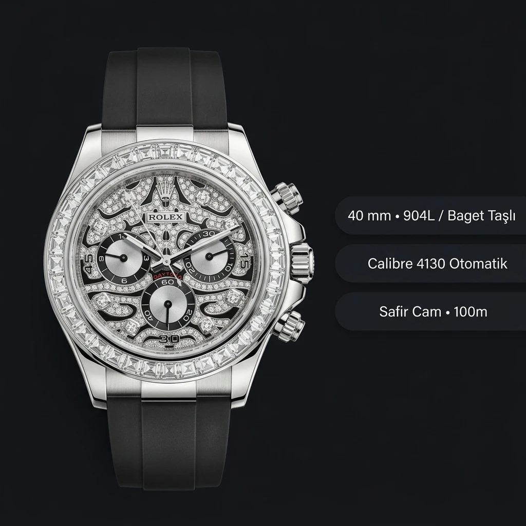 Rolex Daytona 116500LN Iskelet Oysterflex 4130 Super Clone ETA Saat