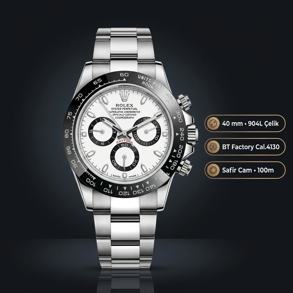 Rolex Daytona 116500LN Sedef Diamond 4130 Cosmograph Super Clone ETA Saat