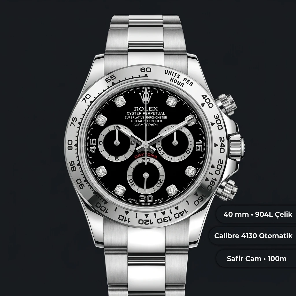 Rolex Daytona 116500LN Siyah 4130 40mm Super Clone ETA Saat