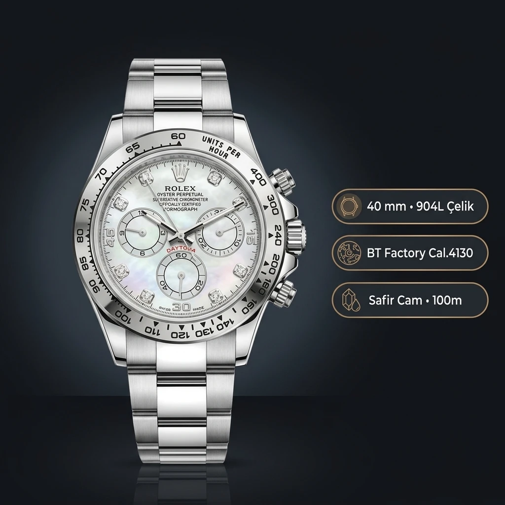 Rolex Daytona 116500LN Siyah 4130 Chronograph Super Clone ETA Saat