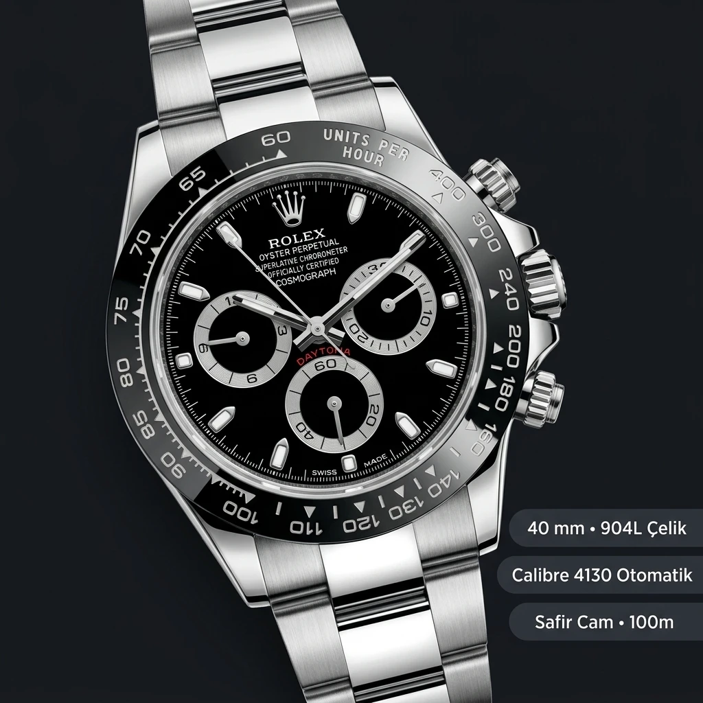 Rolex Daytona 116500LN Siyah 4130 V10 Super Clone ETA Saat