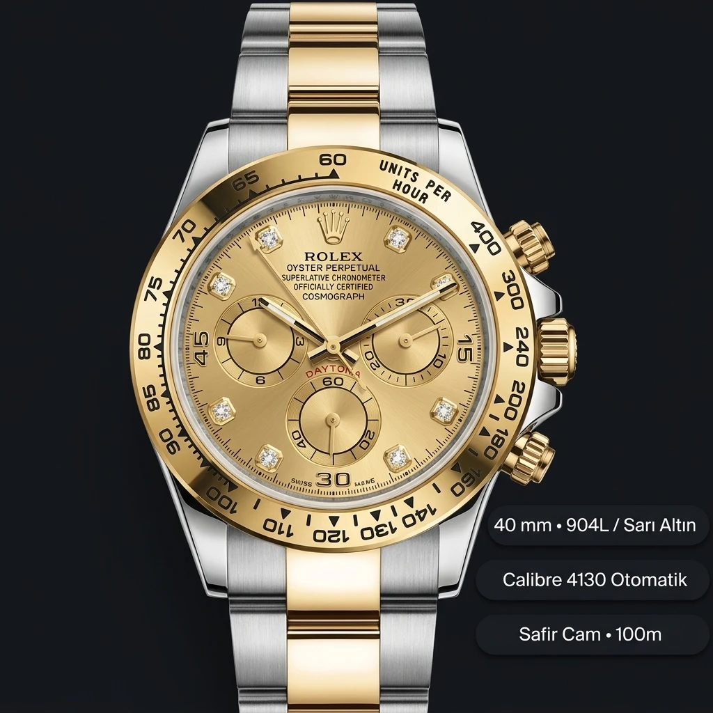 Rolex Daytona 116503 Two-Tone Siyah 4130 Super Clone ETA Saat