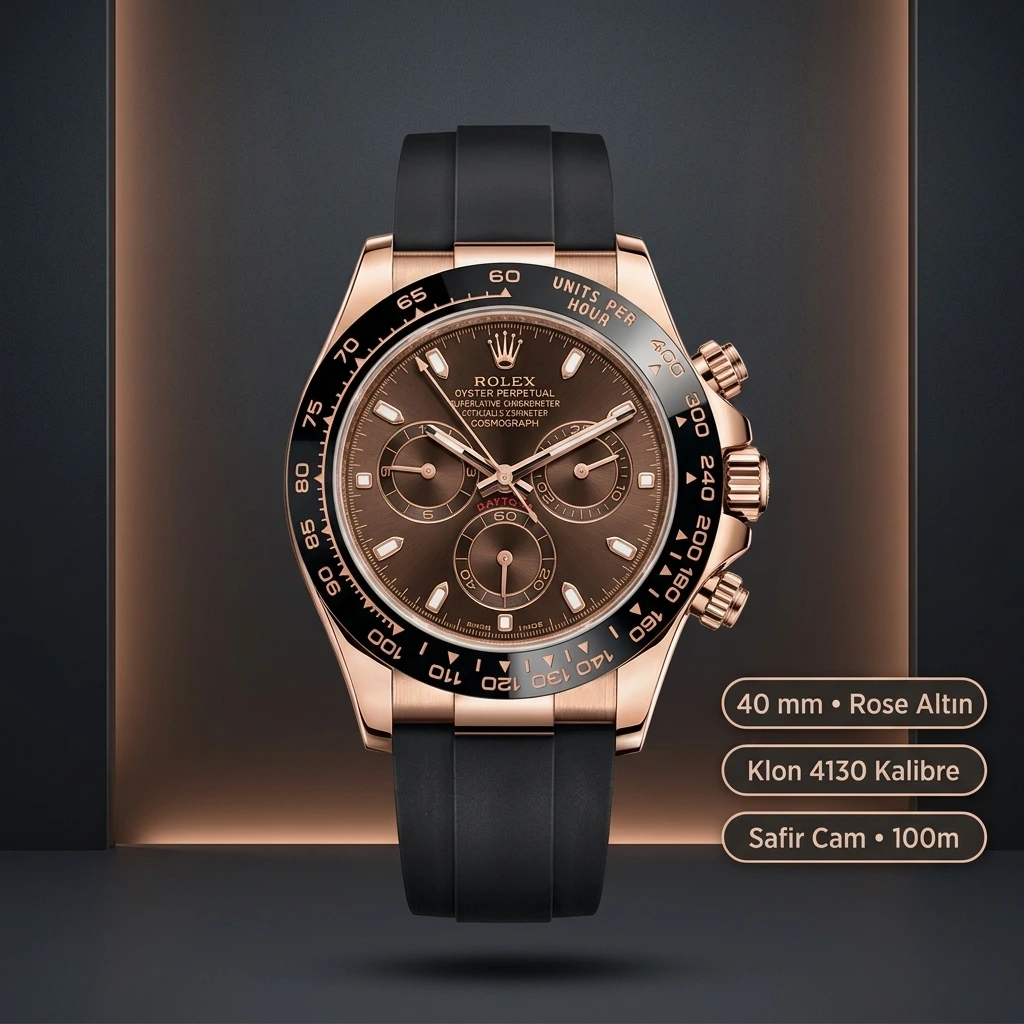 Rolex Daytona 116515LN Everose Chocolate Kadran 4130 Super Clone ETA Saat