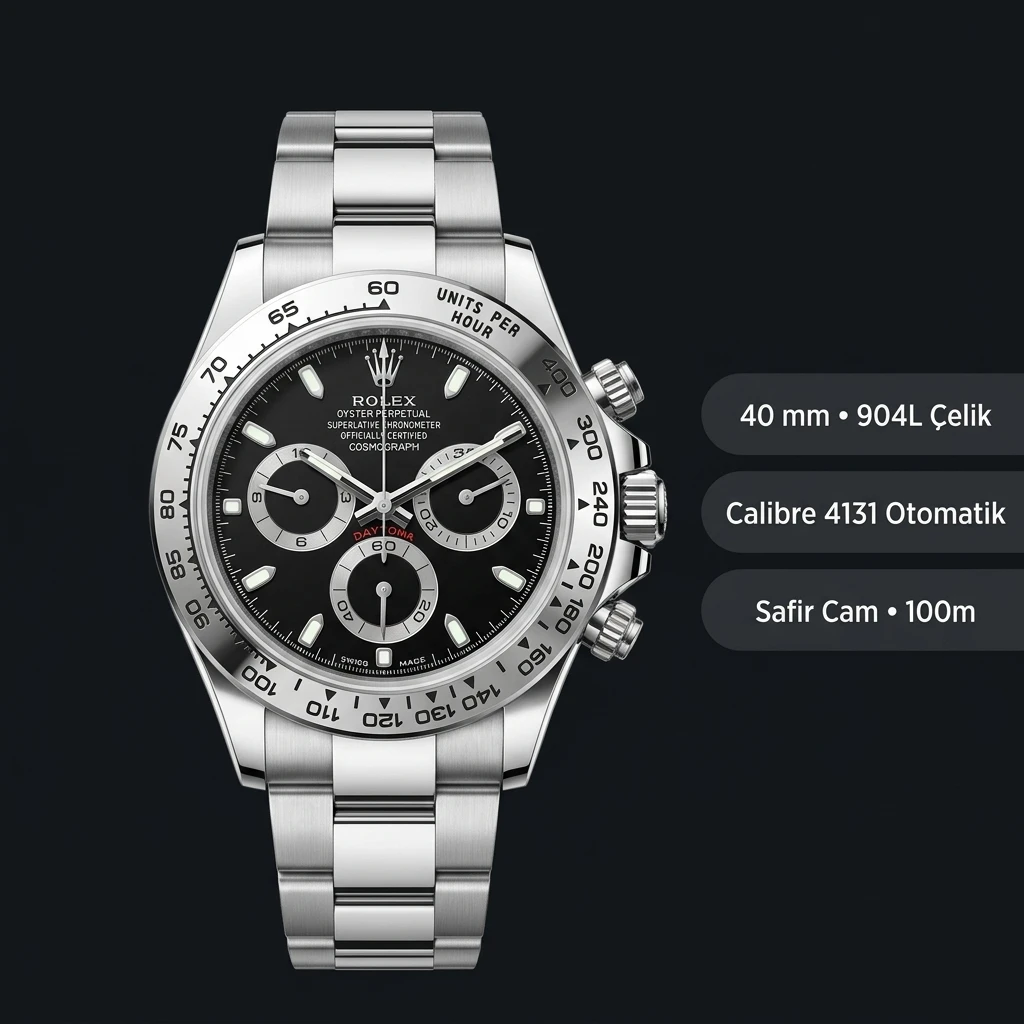 Rolex Daytona 126500LN Siyah 4131 Oyster Super Clone ETA Saat