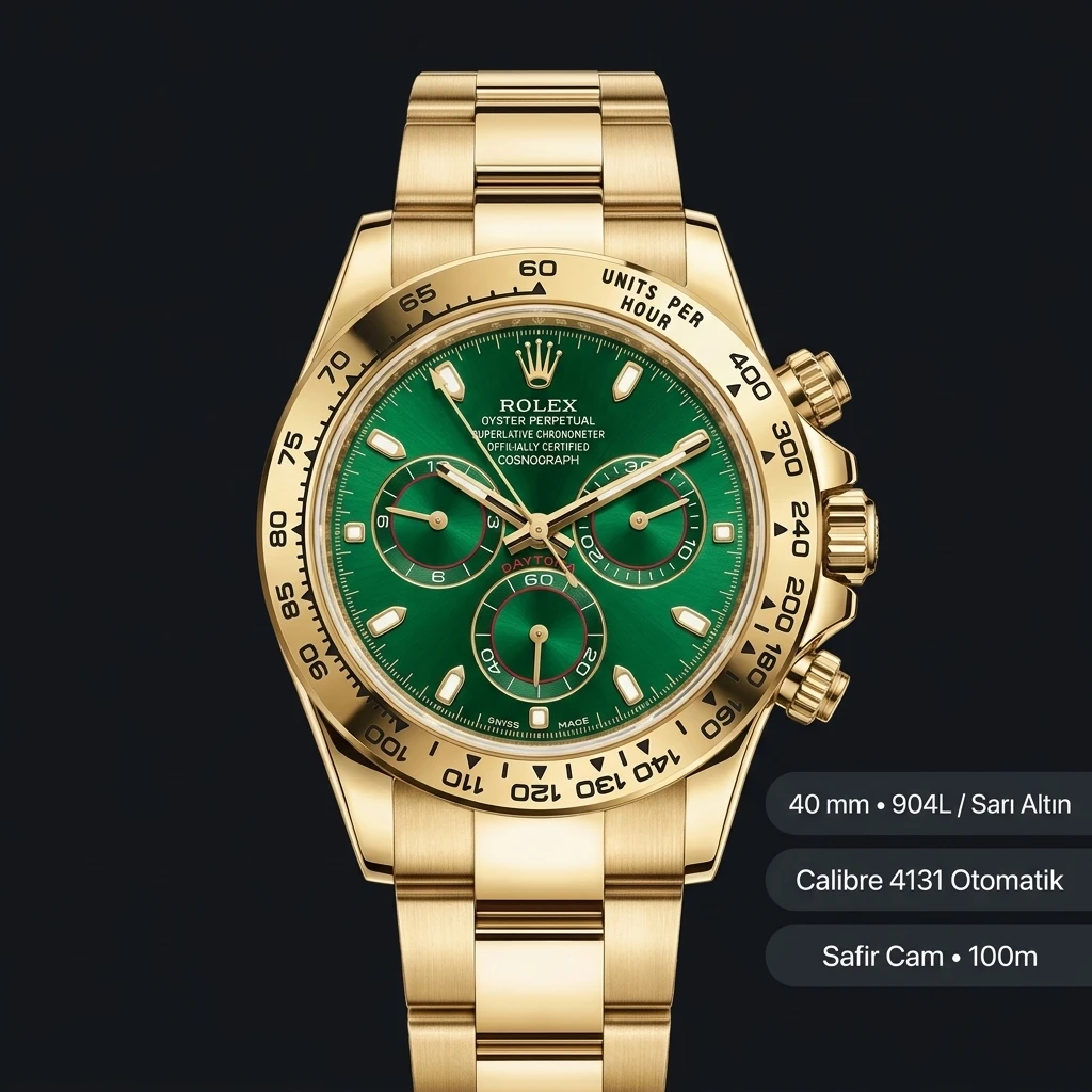 Rolex Daytona 126508 Yellow Gold Champagne 4131 Oyster Super Clone ETA Saat
