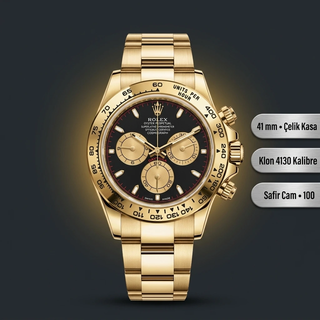 Rolex Daytona 126508 Sarı Altın Paul Newman Kadran 4130 Super Clone ETA Saat