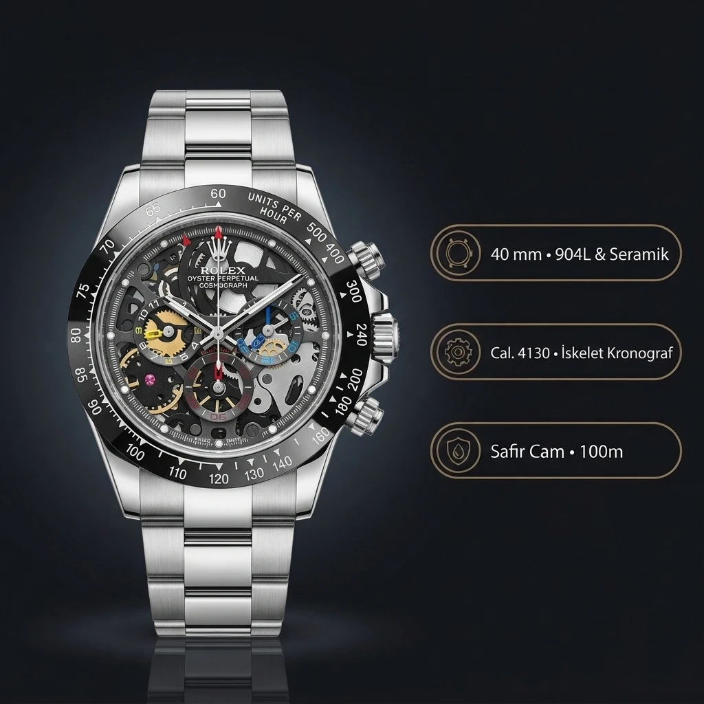 Rolex Daytona Iskelet Cerachrom Super Clone ETA Saat