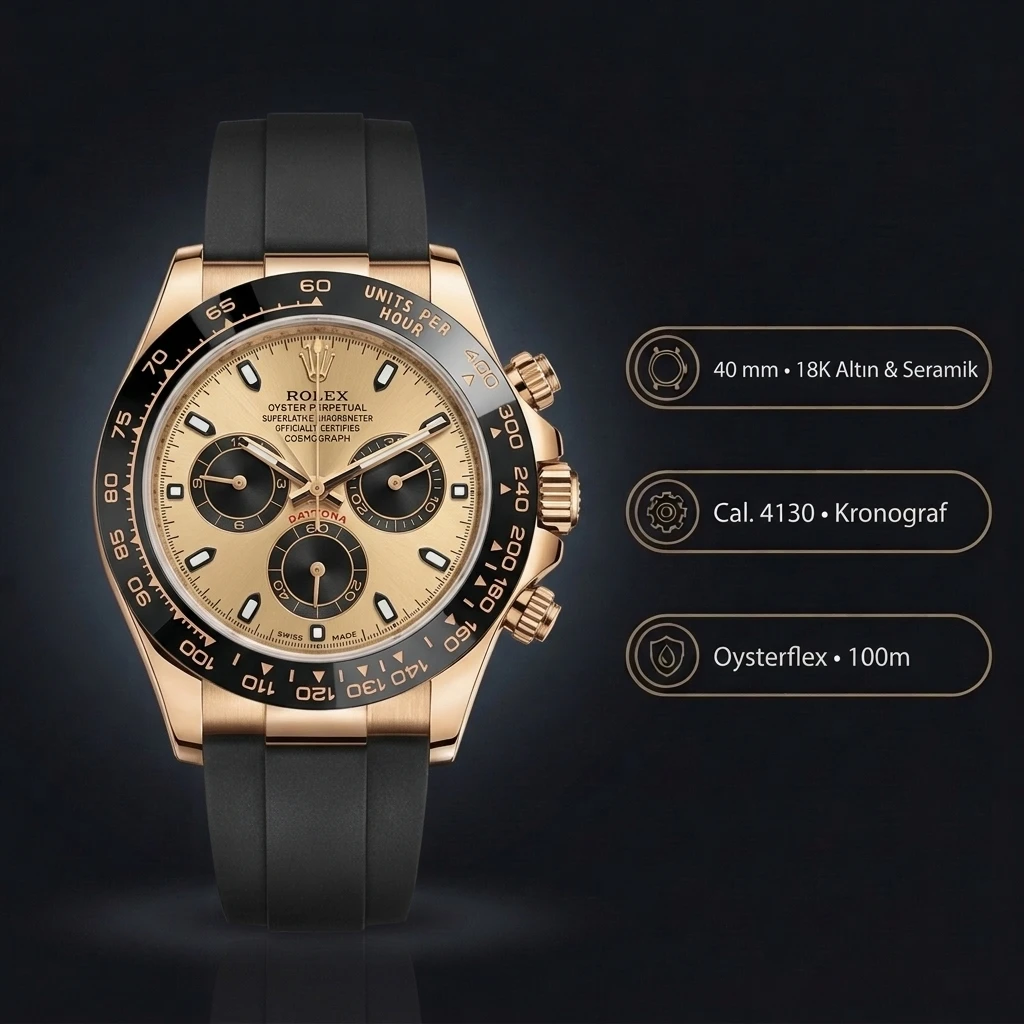 Rolex Daytona Siyah Cerachrom Super Clone ETA Saat