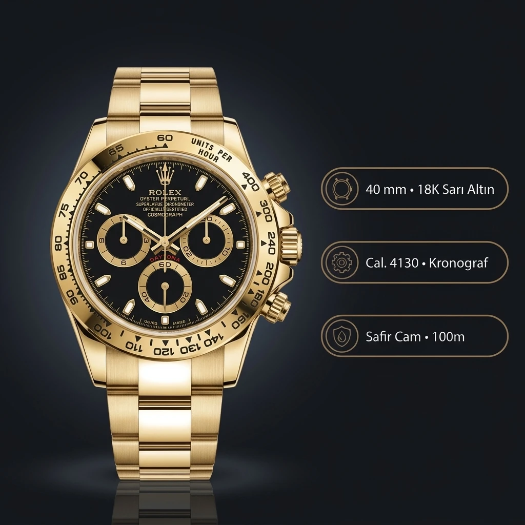 Rolex Daytona Siyah Super Clone ETA Saat