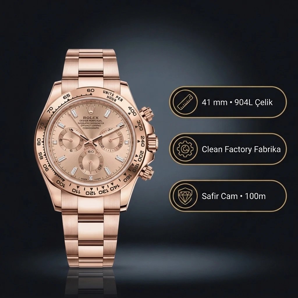 Rolex Daytona Sundust Baguette Super Clone ETA Saat