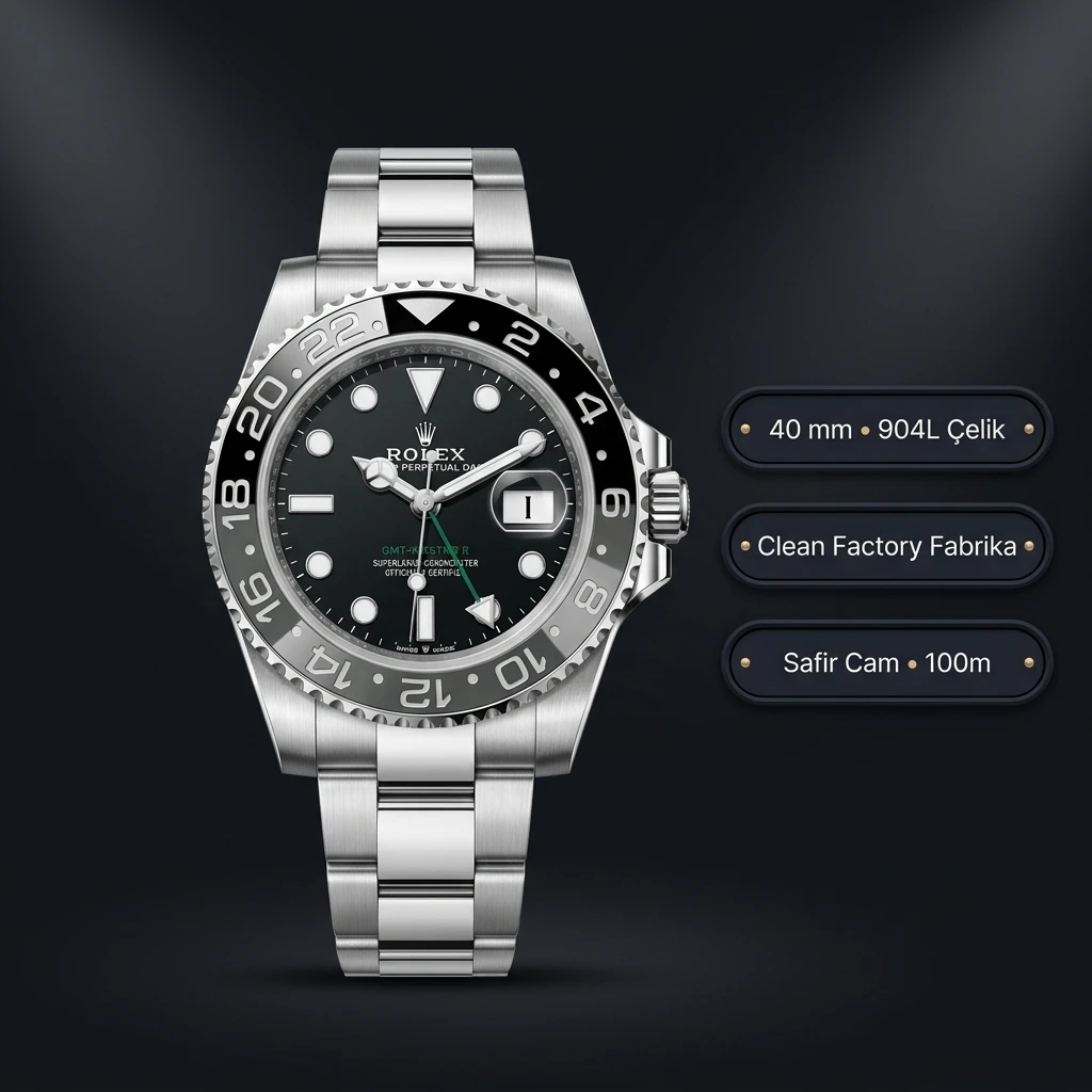 Rolex GMT-Master II 116710LN Bruce wayne Rıch Factory Super Clone ETA Saat