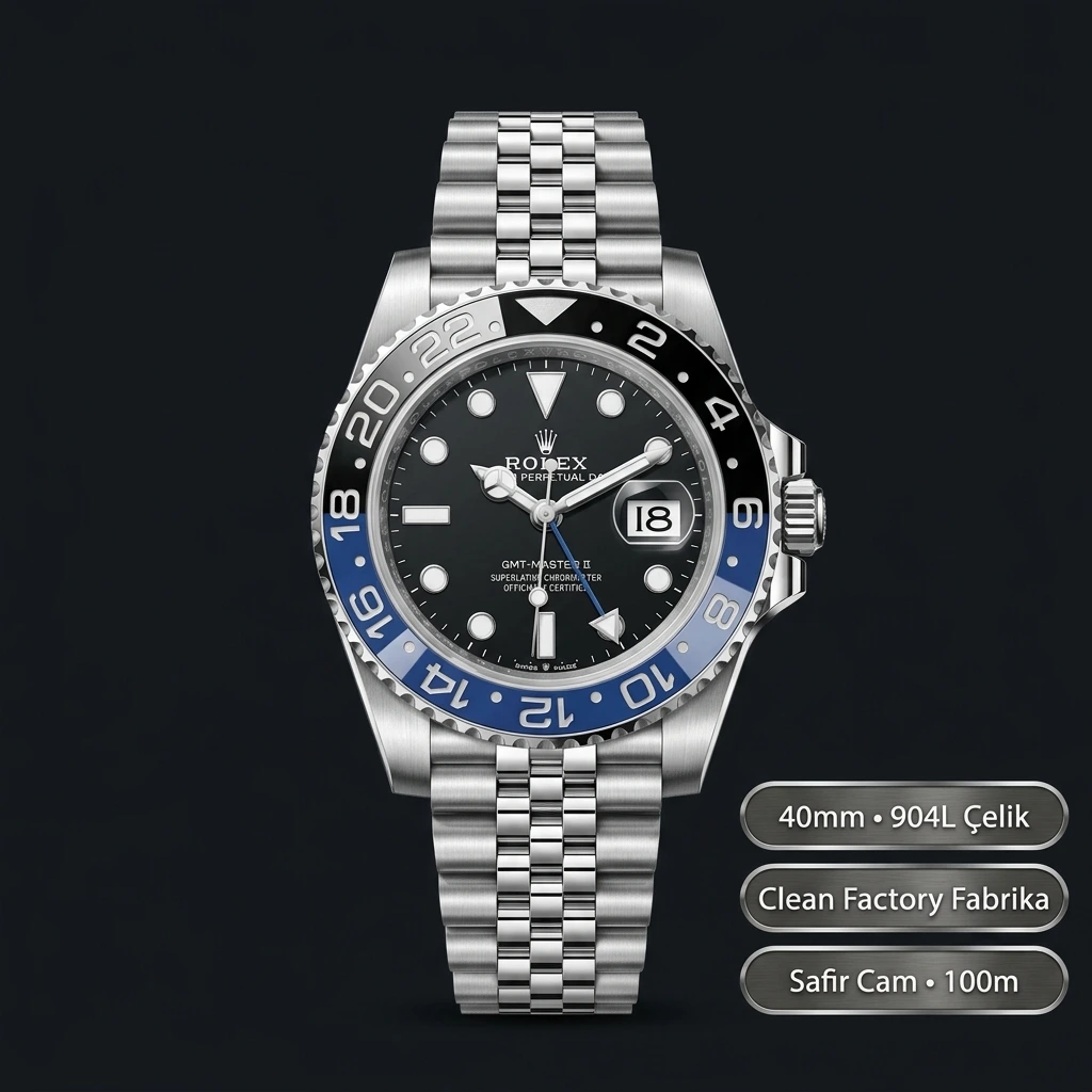 Rolex GMT-Master II 126710BLNR Batgirl 40mm Clean Jubilee Super Clone ETA Saat