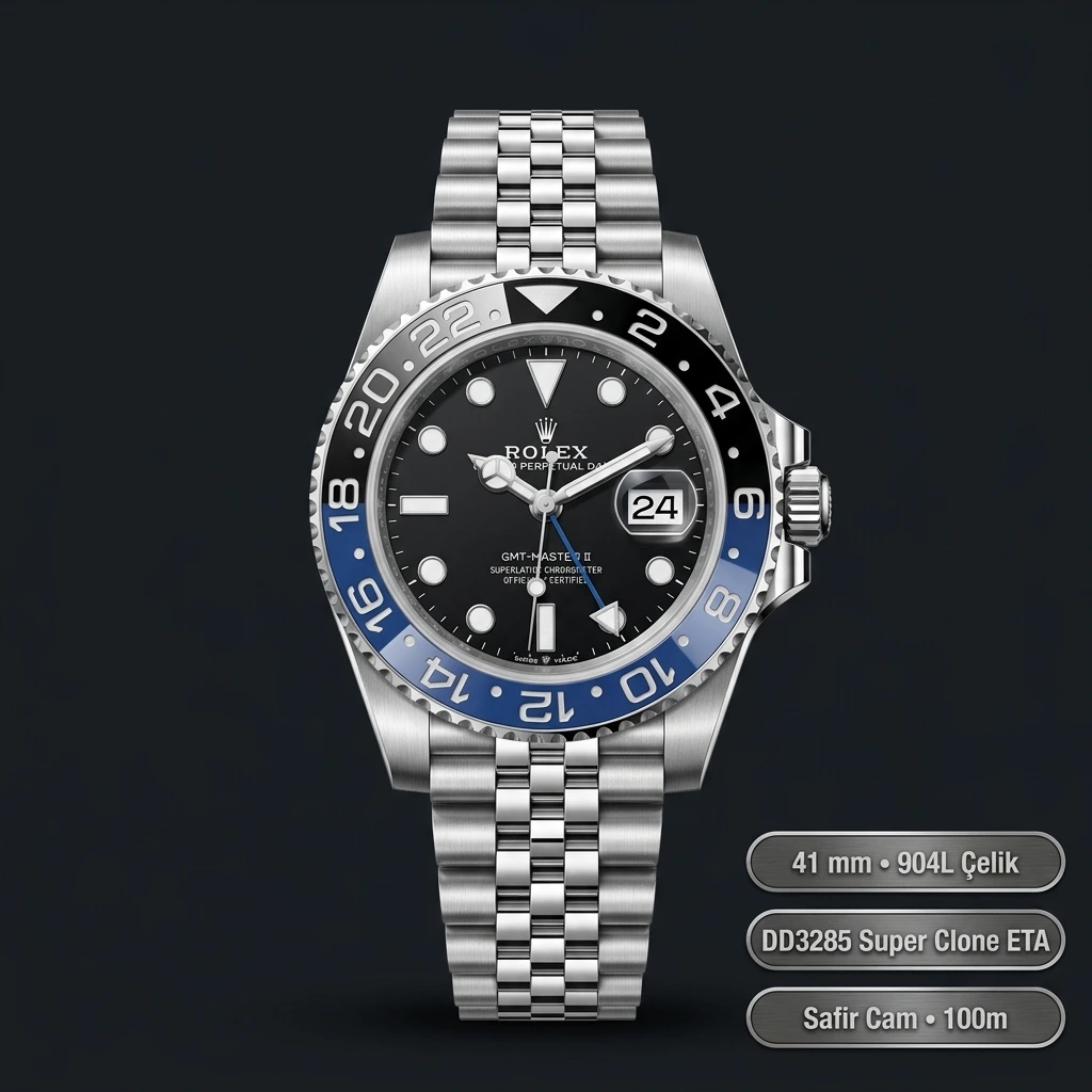 Rolex GMT-Master II 126710BLNR Batgirl Mavi New Jubilee Super Clone ETA Saat