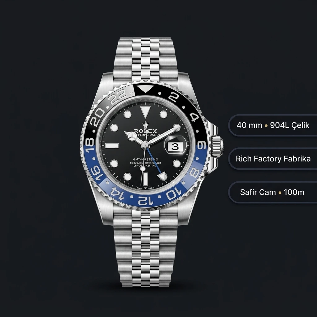 Rolex GMT-Master II 126710BLNR Batgirl Rıch Factory Super Clone ETA Saat