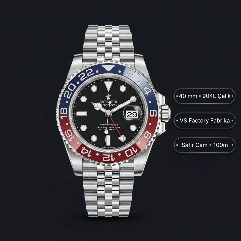 Rolex GMT-Master II 126710BLRO Pepsi 904L Çelik 40mm Vsf factory Super Clone ETA Saat