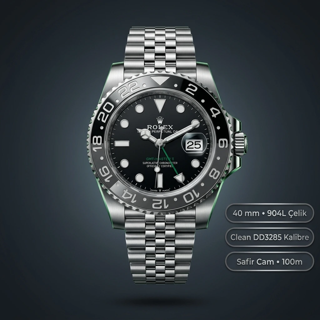 Rolex GMT-Master II 126710GRNR Bruce Wayne Clean Factory Jubilee Super Clone ETA Saat