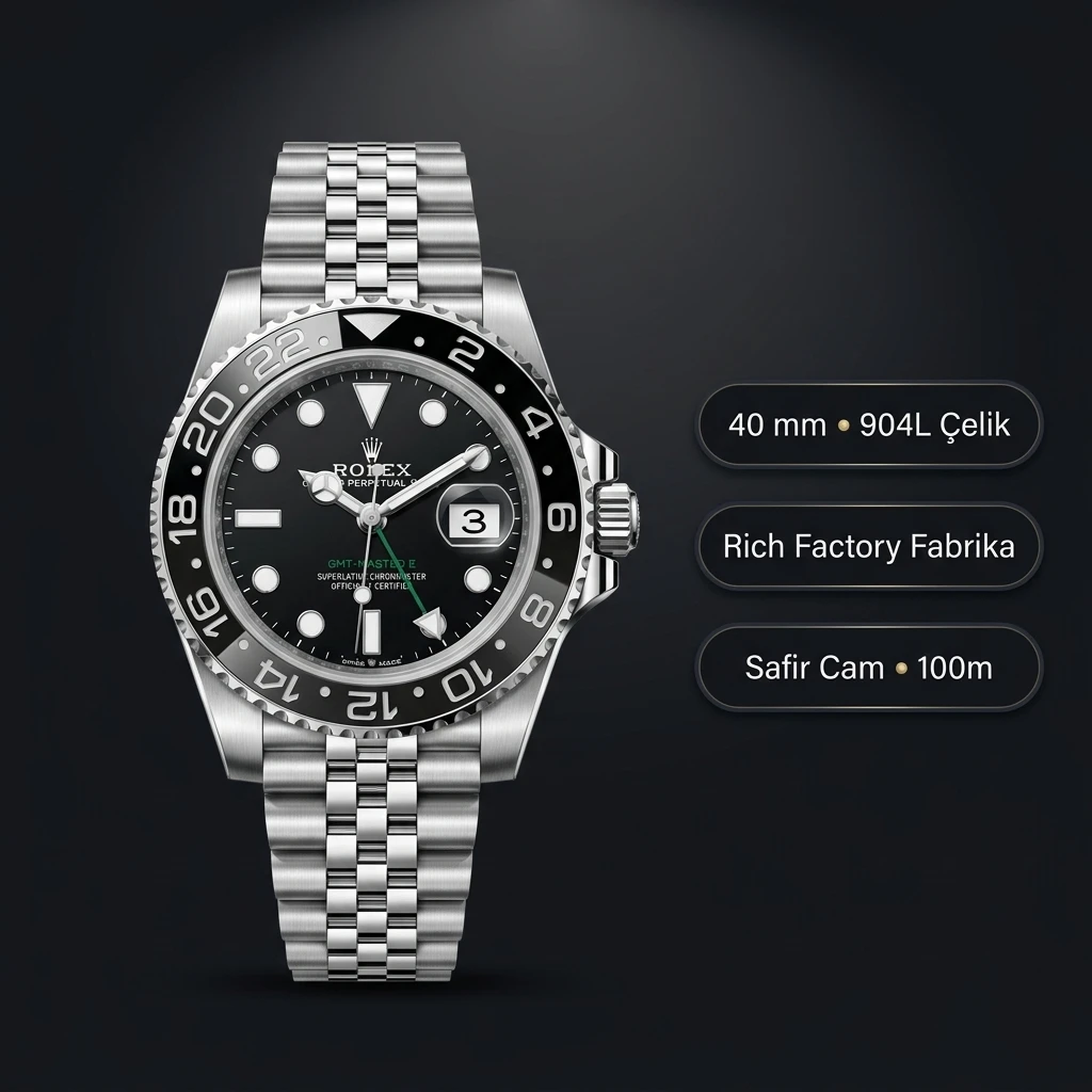Rolex GMT-Master II 40mm 116710LN Rıch Factory Jubilee Super Clone ETA Saat