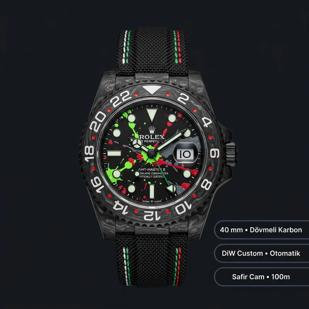 Rolex GMT-Master II DiW Motley Carbon Super Clone ETA Saat