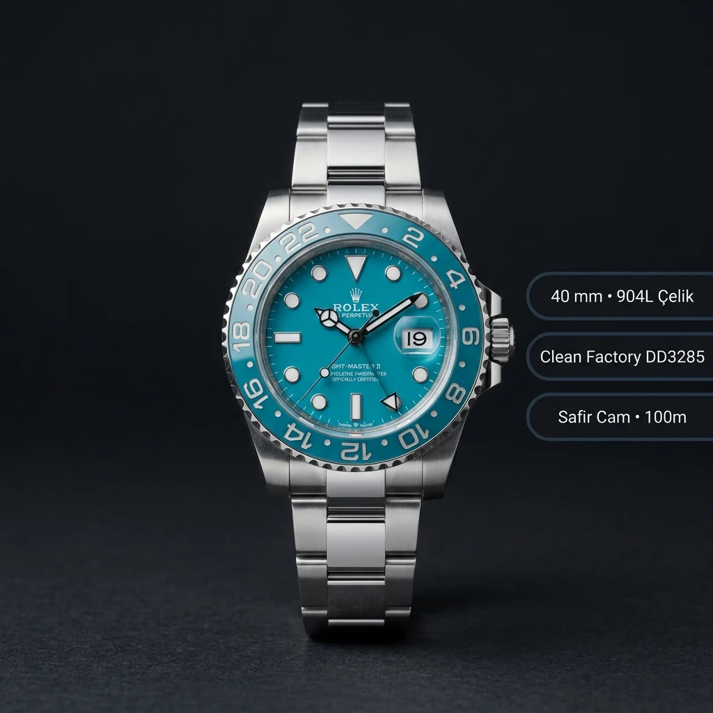 Rolex GMT-Master II Mavi Kadran Bezel Super Clone ETA Saat