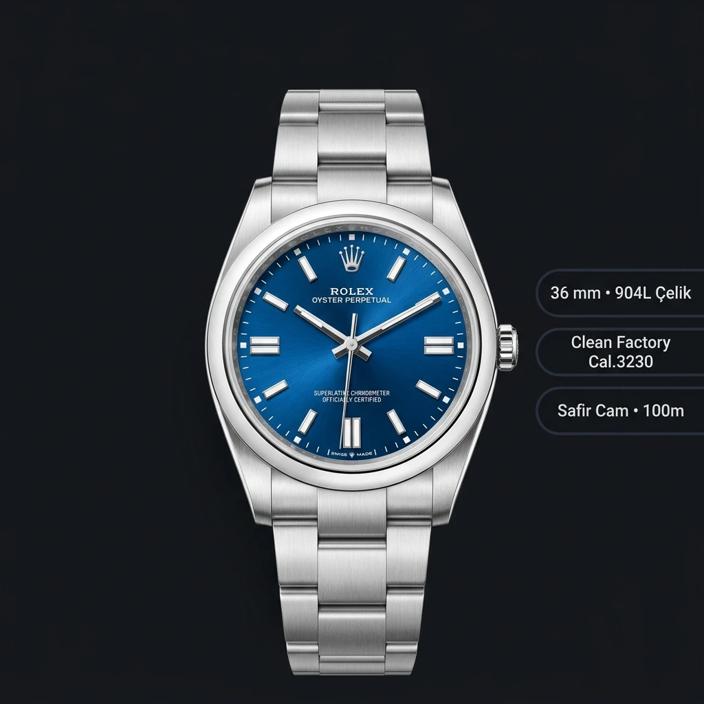 Rolex Oyster Perpetual 126000 36 mm Mavi Kadranlı Super Clone ETA Saat
