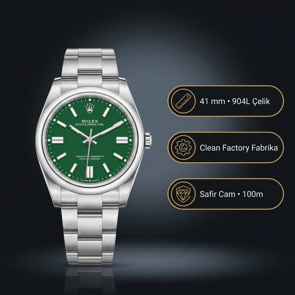 Rolex Oyster Perpetual Yeşil 41mm Clean Factory Super Clone ETA Saat