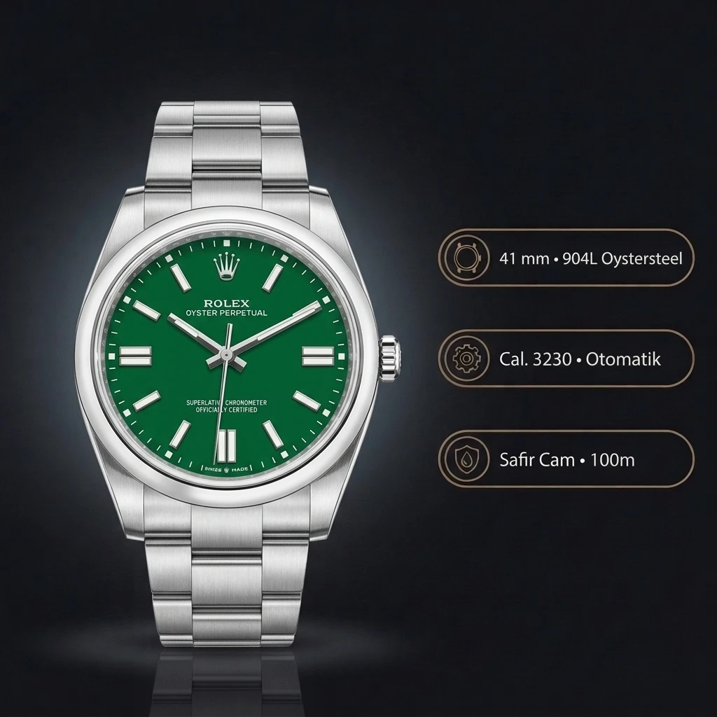 Rolex Oyster Perpetual Yeşil 41mm Oyster Super Clone ETA Saat