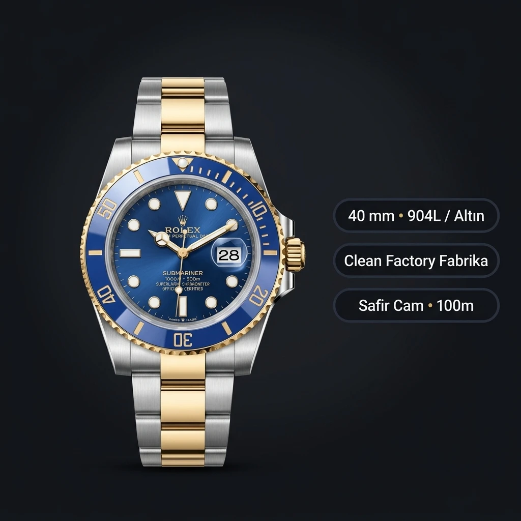 Rolex Submariner 116613LB Bluesy Mavi 40mm Two-Tone Oyster Super Clone ETA Saat
