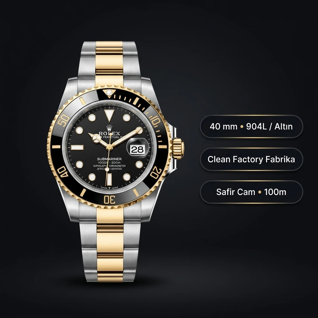 Rolex Submariner 116613LN Siyah 40mm Oyster Super Clone ETA Saat