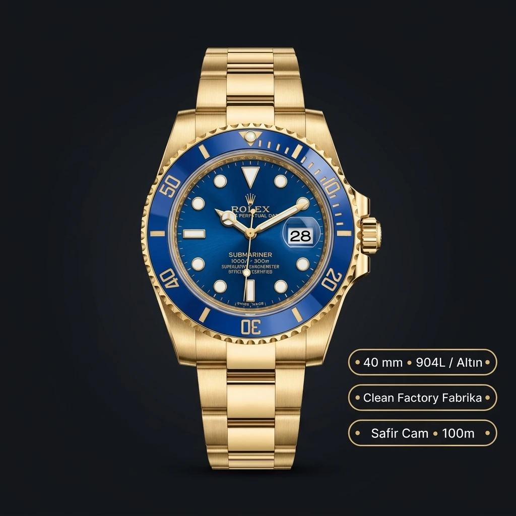 Rolex Submariner 116618LB Mavi 40mm Oyster Super Clone ETA Saat