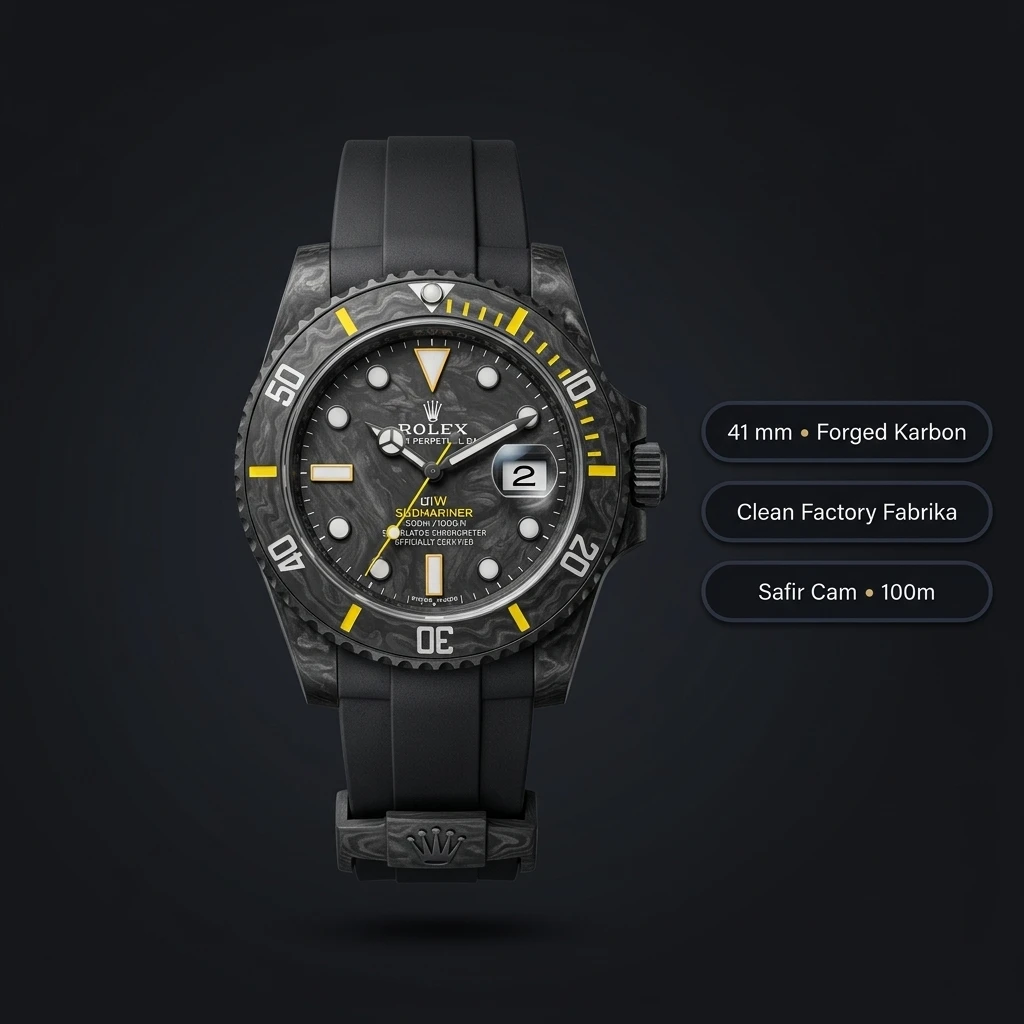 Rolex Submariner 126603 41 mm Sarı Kadranlı Karbon Kasa Super Clone ETA Saat