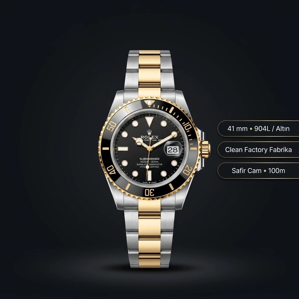 Rolex Submariner 126613LN Siyah 41mm Oyster Super Clone ETA Saat