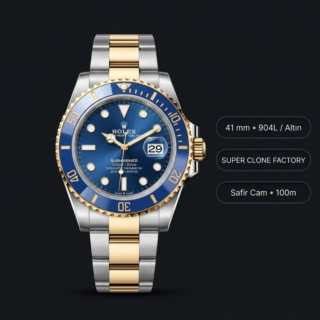Rolex Submariner Bluesy 126613LB Two-Tone Mavi 41 mm Super Clone ETA Saat