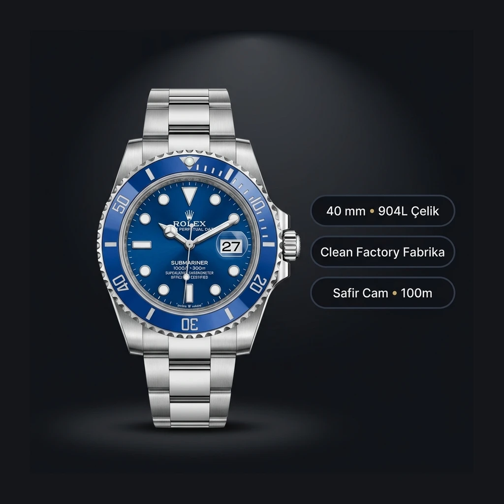 Rolex Submariner Mavi Super Clone ETA Saat