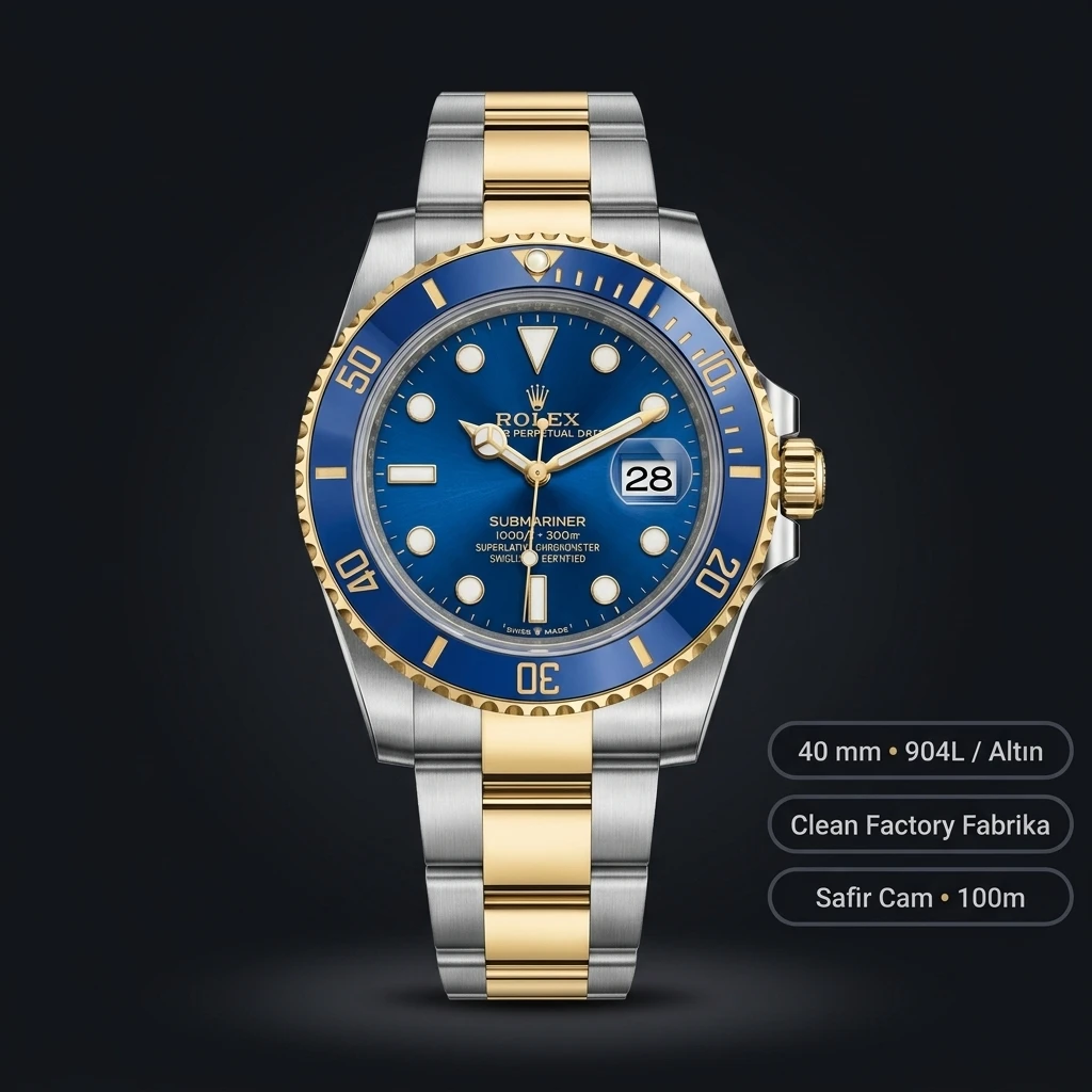 Rolex Submariner Bluesy 116613LB 40 mm Two-Tone 40mm Seri Super Clone ETA Saat