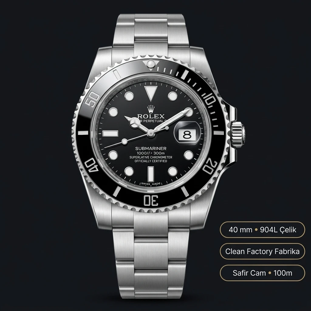 Rolex Submariner 116610LN 40 mm 40mm Seri Super Clone ETA Saat