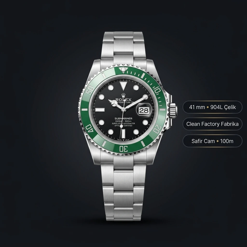 Rolex Submariner starbucks Siyah Oyster Dandong 3235 Super Clone ETA Saat