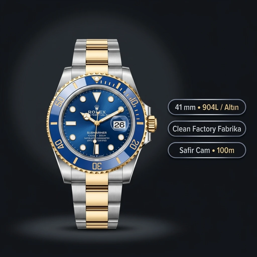 Rolex Submariner Bluesy 126613LB 41 mm Two-Tone Super Clone ETA Saat