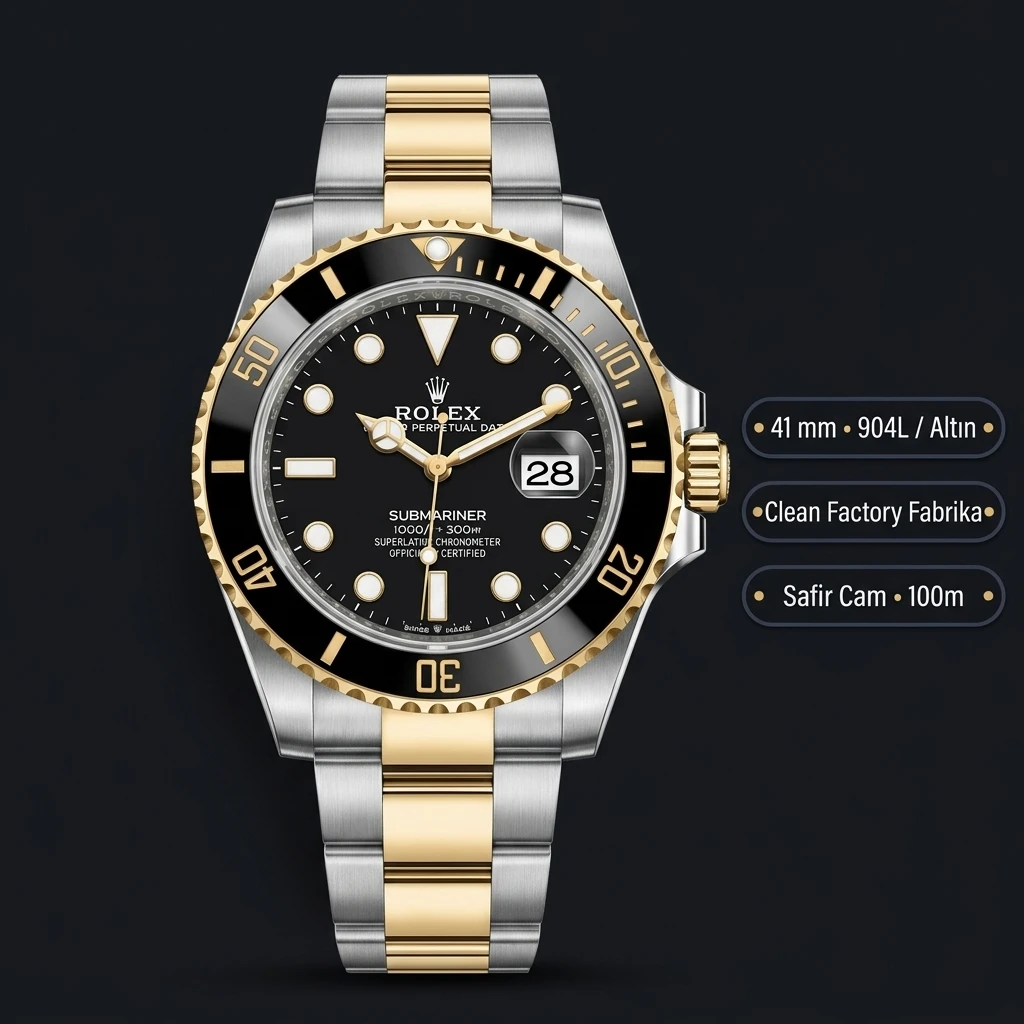 Rolex Submariner 126613LN 41 mm Two-Tone Super Clone ETA Saat