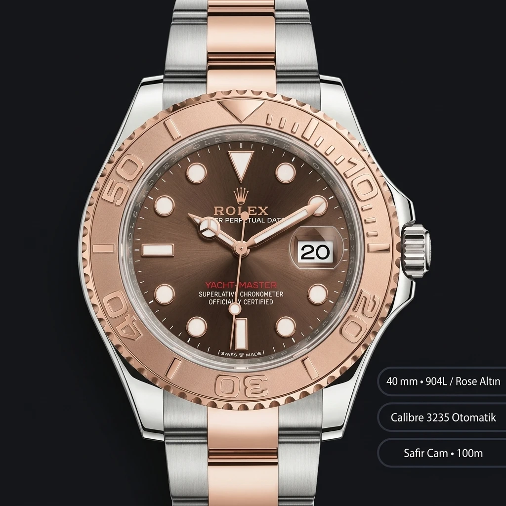 Rolex Yacht-Master 40 mm 126621 Kahve Kadran Everose Rolesor Super Clone ETA Saat