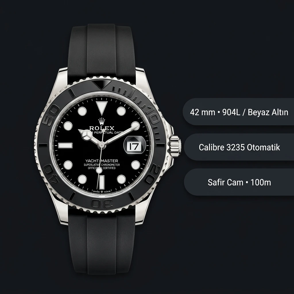 Rolex Yacht-Master 226659 42 mm Siyah Kadranlı Oysterflex Seramik Super Clone Eta Saat