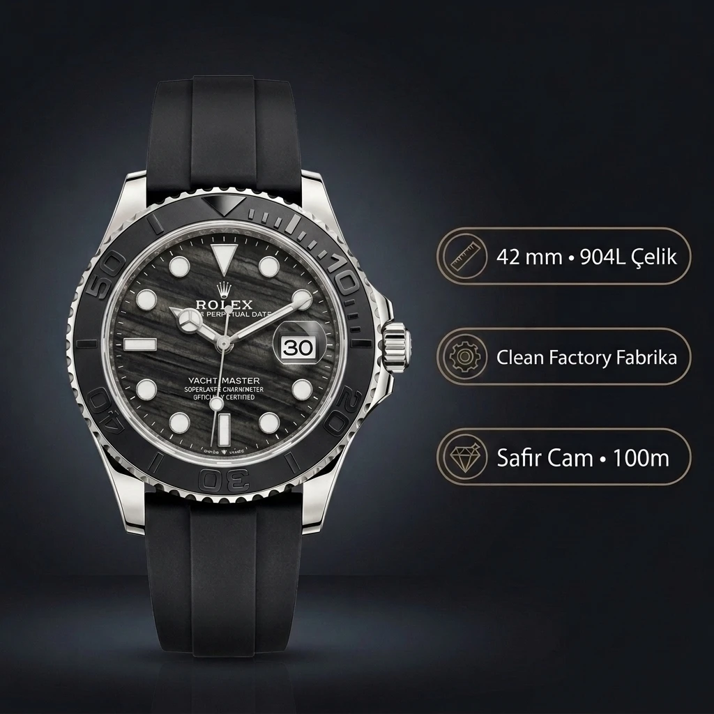 Rolex Yacht-Master 226659 Siyah 42mm Super Clone ETA Saat