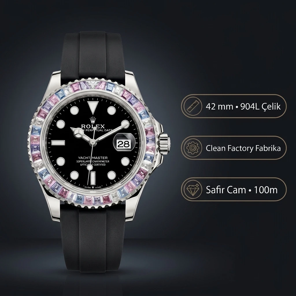 Rolex Yacht-Master 226668TBR Siyah 42mm Super Clone ETA Saat