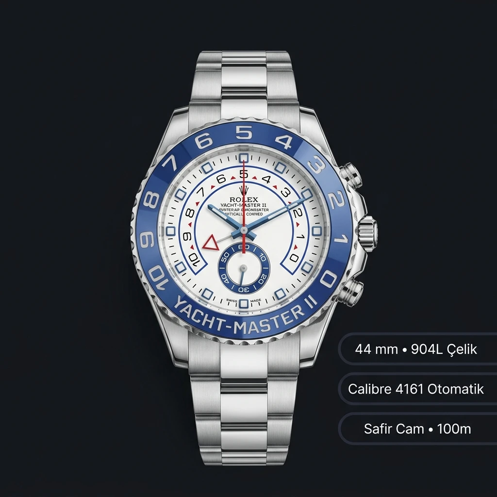 Rolex Yacht-Master II 116680 44 mm Beyaz Kadran Çelik Super Clone Eta Saat