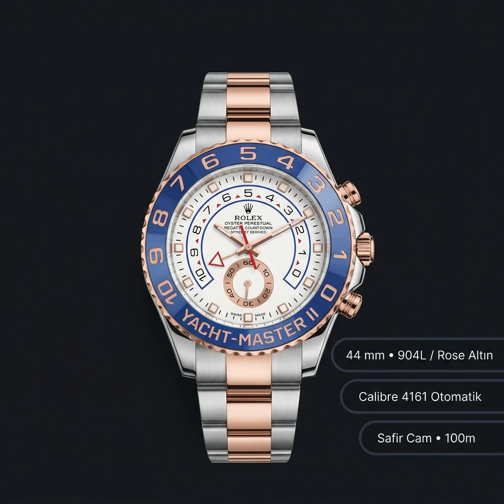 Rolex Yacht-Master II 116681 44 mm Beyaz Kadran Two Tone Super Clone Eta Saat