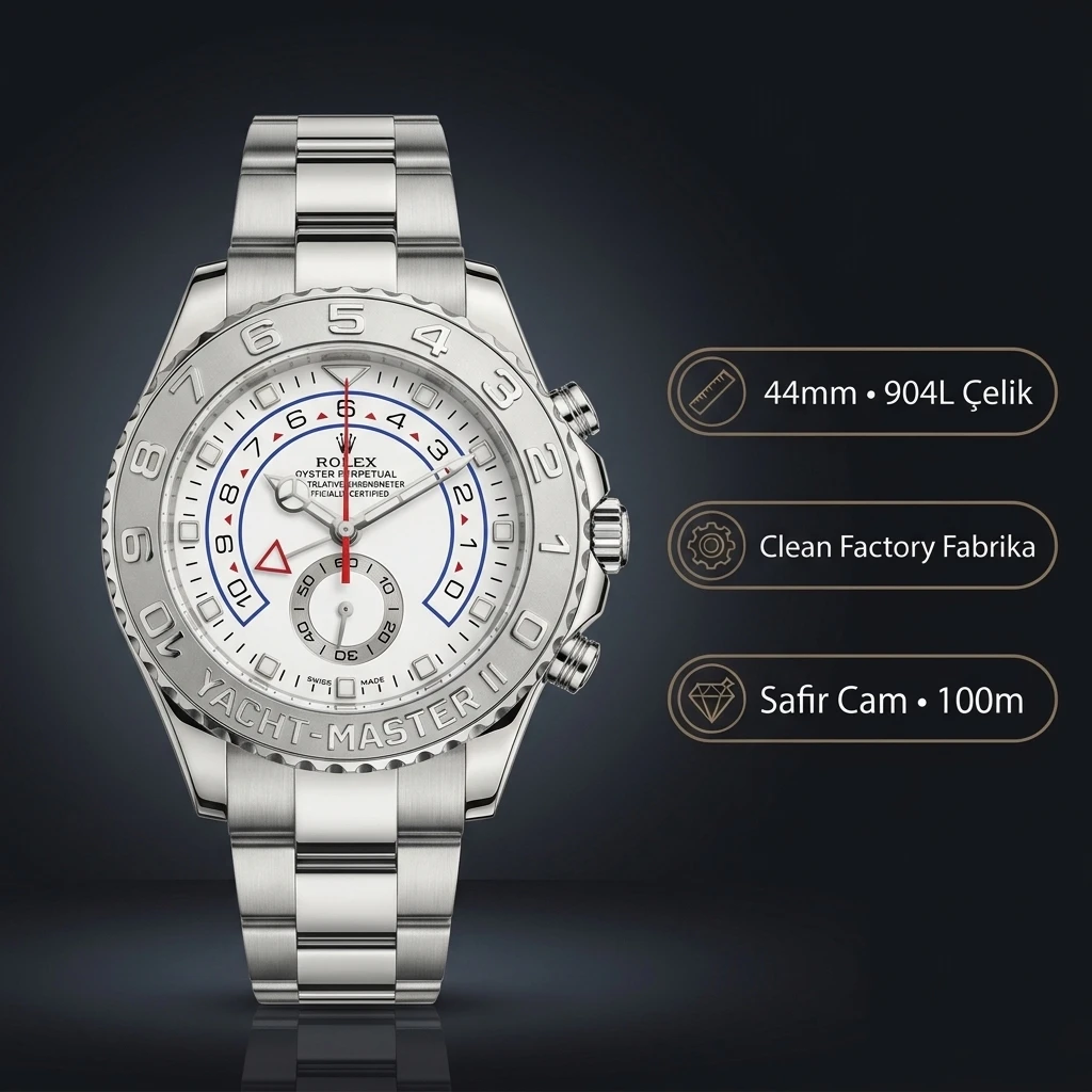 Rolex Yacht-Master 116689 Beyaz 44mm Oyster Super Clone ETA Saat