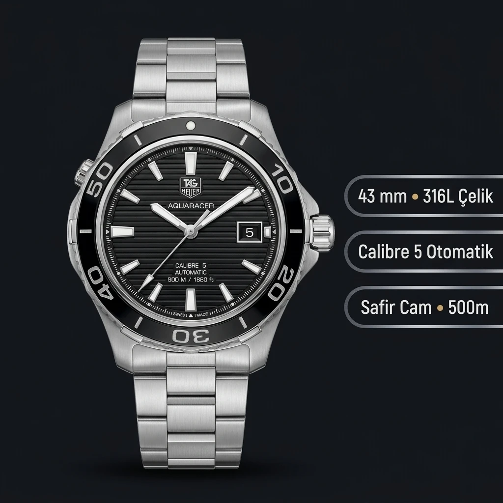 TAG Heuer Aquaracer Çelik Arka Kapak Görsel Super Clone ETA Saat