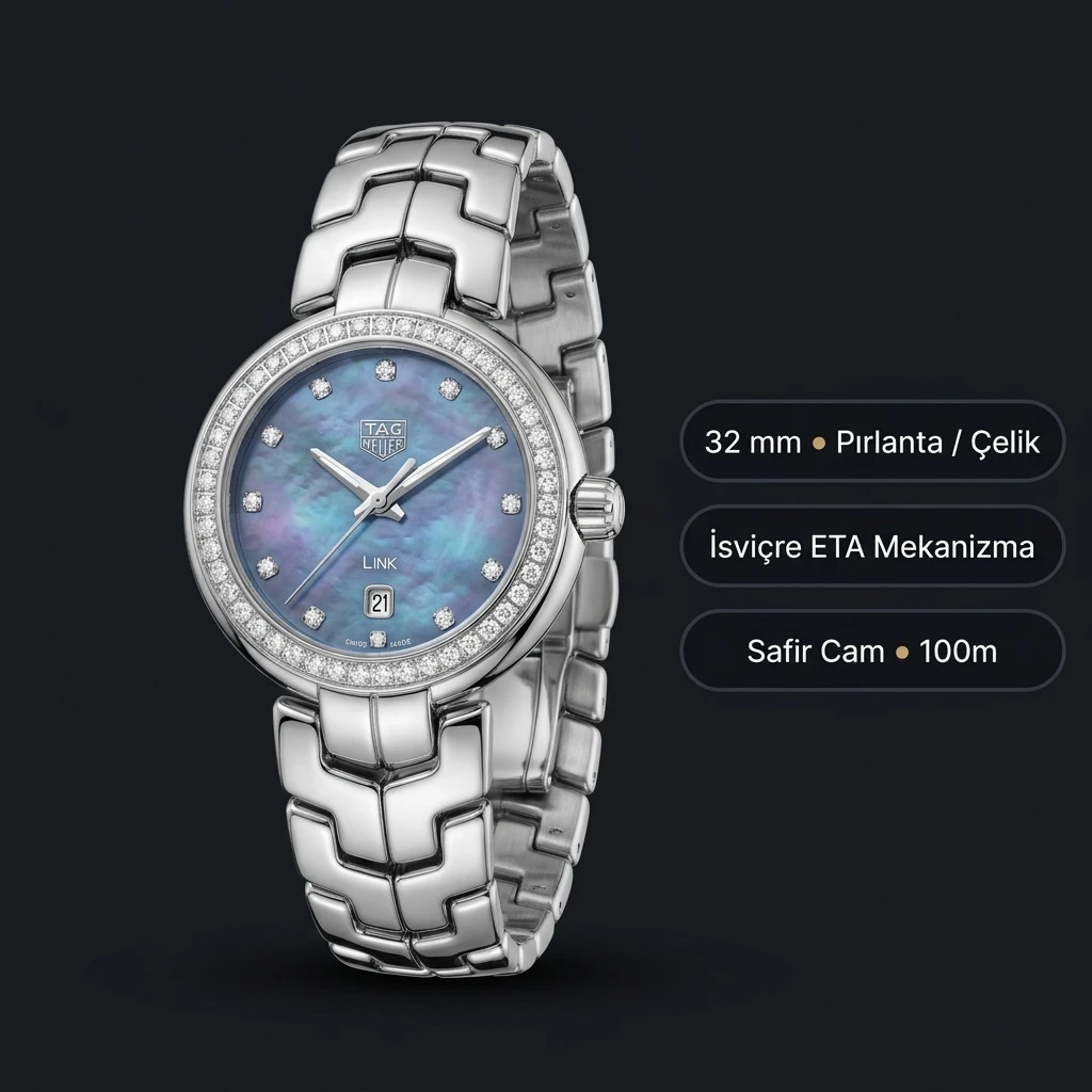 TAG Heuer Aquaracer Mavi Elmas Taşlı Çelik Lady Super Clone ETA Saat