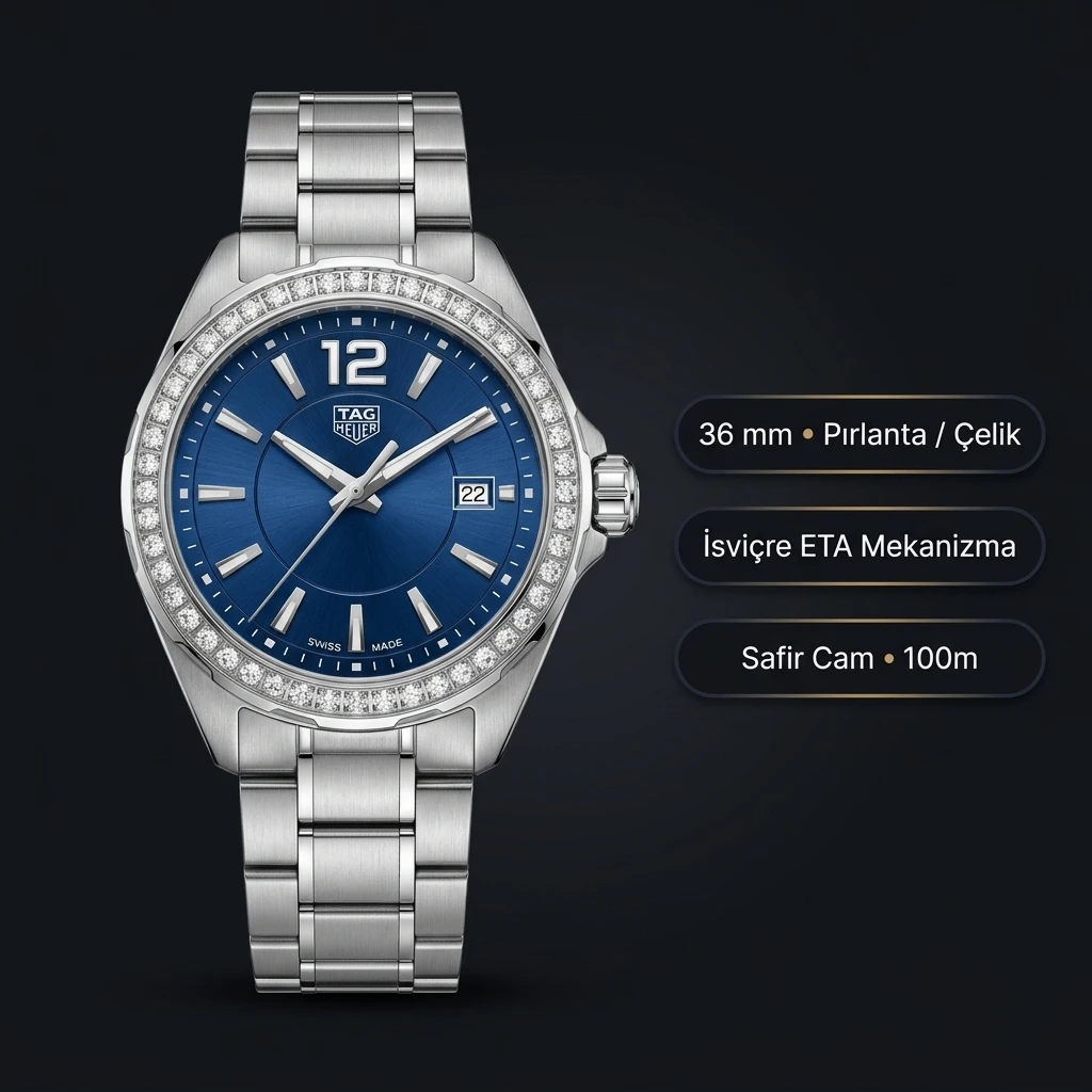 TAG Heuer Aquaracer Mavi Elmas Taşlı Çelik Super Clone ETA Saat