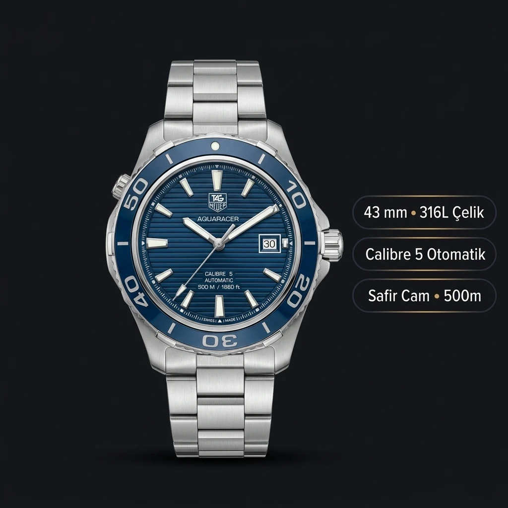 TAG Heuer Aquaracer Mavi Kadran Çelik Parlak Super Clone ETA Saat
